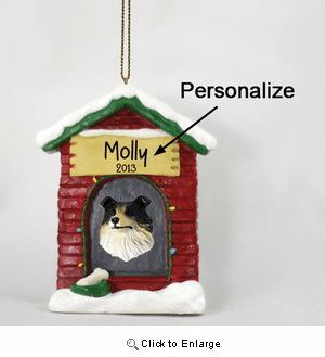 Collie Personalized Dog House Christmas Ornament