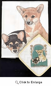 Corgi Dish Towel & Potholder