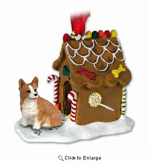 Corgi Gingerbread House Christmas Ornament Pembroke