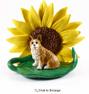 Corgi Pembroke Sunflower Figurine