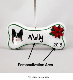 Corgi Personalized Dog Bone Christmas Ornament Cardigan