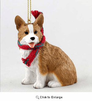 Corgi with Scarf Christmas Ornament Large Version