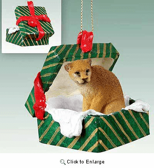 Cougar Gift Box Christmas Ornament