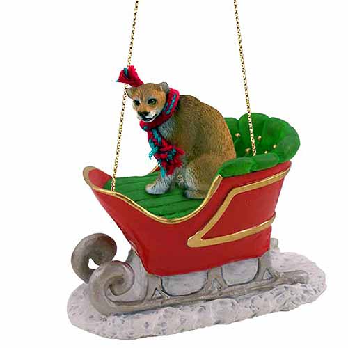 Cougar Sleigh Ride Christmas Ornament