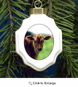 Cow Christmas Ornament Porcelain