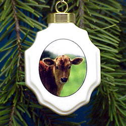 Cow Christmas Ornament Porcelain