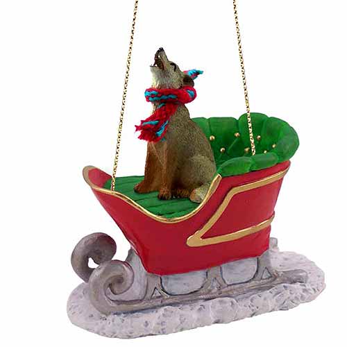 Coyote Sleigh Ride Christmas Ornament