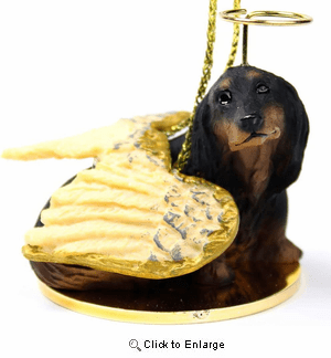 Dachshund Angel Ornament Longhaired Black