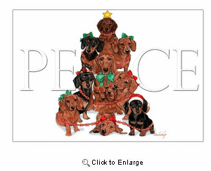 Dachshund Christmas Cards Peace
