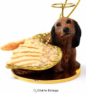 Dachshund Christmas Ornament Angel (Longhair)