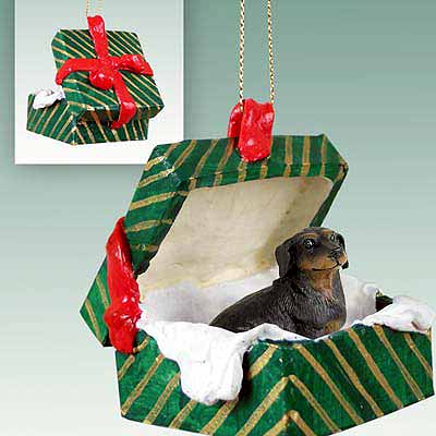 Dachshund Gift Box Christmas Ornament Black