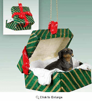 Dachshund Gift Box Christmas Ornament Black