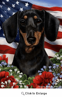 Dachshund House Flag Black-Tan