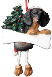 Dachshund Christmas Tree Ornament - Personalize (Black)