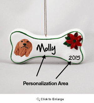 Dachshund Personalized Dog Bone Christmas Ornament Longhair