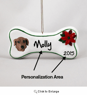 Dachshund Personalized Dog Bone Christmas Ornament Red