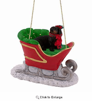 Dachshund Sleigh Ride Christmas Ornament Black