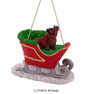 Dachshund Sleigh Ride Christmas Ornament Red