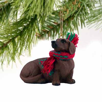 Dachshund Tiny One Christmas Ornament Red