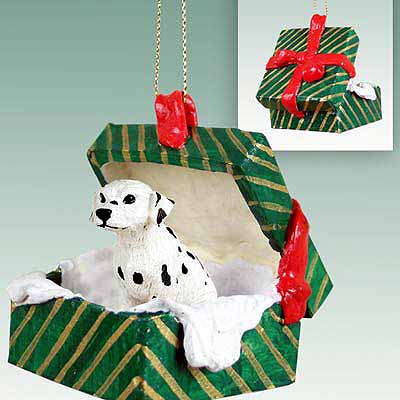 Dalmatian Gift Box Christmas Ornament