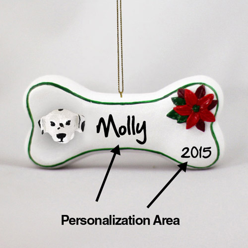 Dalmatian Personalized Dog Bone Christmas Ornament