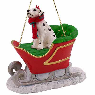 Dalmatian Sleigh Ride Christmas Ornament