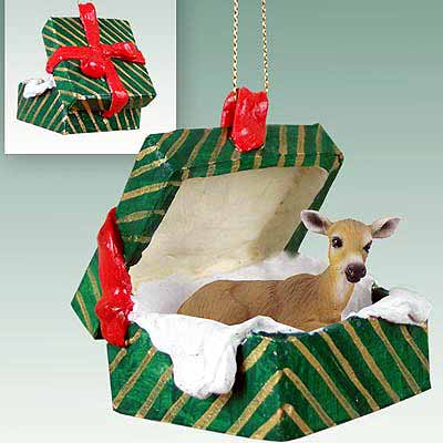 Deer Gift Box Christmas Ornament Doe