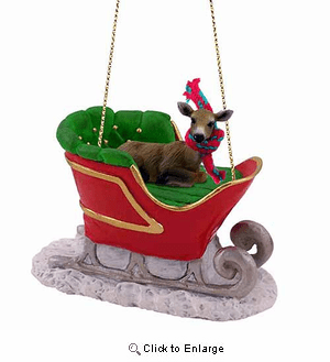 Deer Sleigh Ride Christmas Ornament Doe
