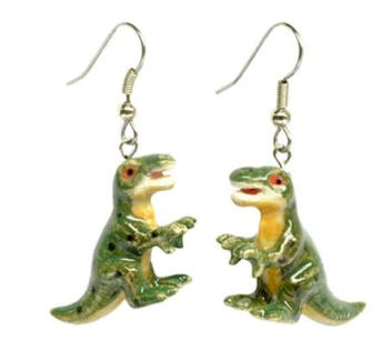 T-Rex Dino Porcelain Earrings