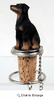 Doberman Pinscher Bottle Stopper (Black Uncropped)