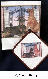 Doberman Pinscher Dish Towel & Potholder