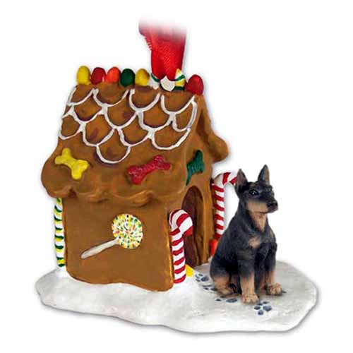 Doberman Pinscher Gingerbread House Christmas Ornament