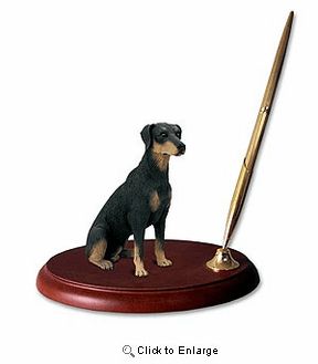 Doberman Pinscher Pen Holder (Black Uncropped)