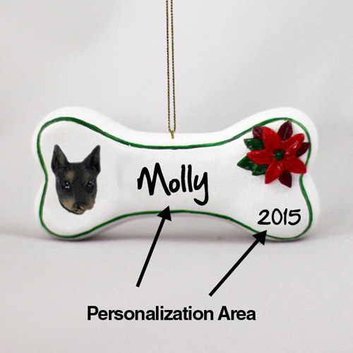 Doberman Pinscher Personalized Dog Bone Christmas Ornament