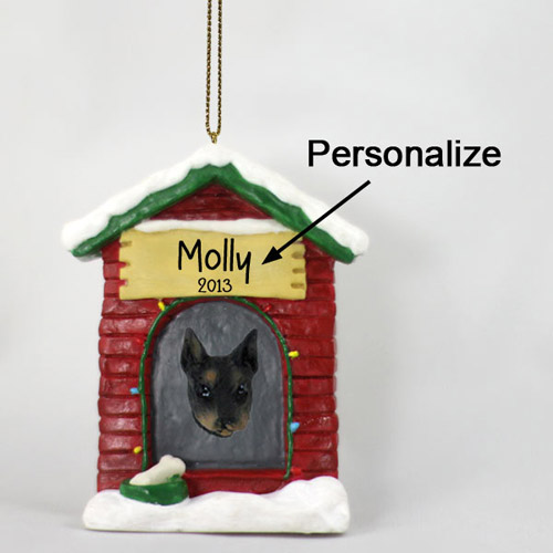 Doberman Pinscher Personalized Dog House Christmas Ornament