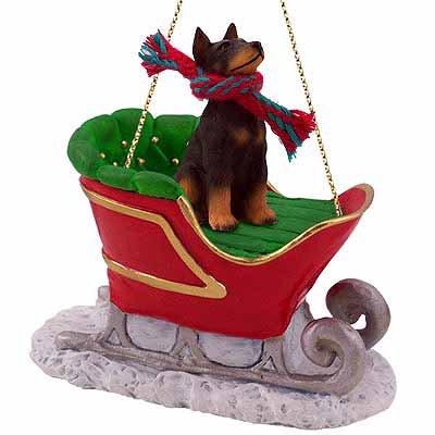 Doberman Pinscher Sleigh Ride Christmas Ornament