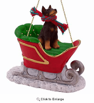 Doberman Pinscher Sleigh Ride Christmas Ornament