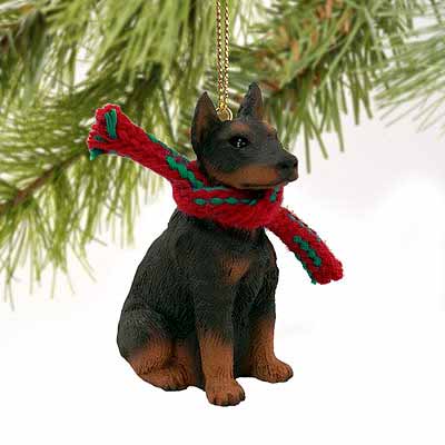 Doberman Pinscher Tiny One Christmas Ornament Red