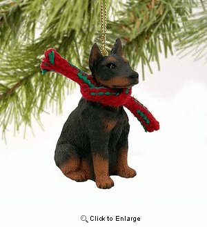 Doberman Pinscher Tiny One Christmas Ornament Red