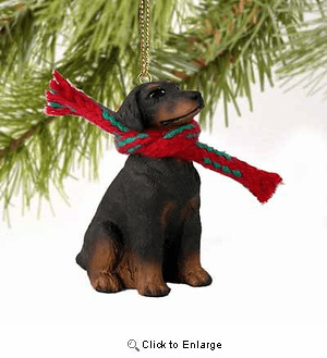 Doberman Pinscher Tiny One Christmas Ornament Red Uncropped