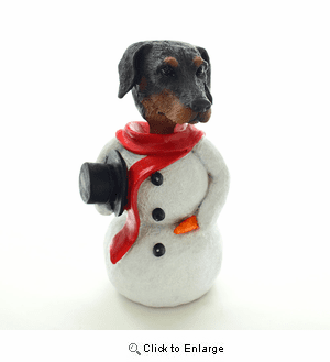 Doberman Pinscher Uncropped Snowman Christmas Decoration