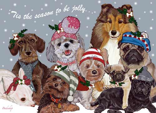 Dogs Snow Babies Christmas Cards