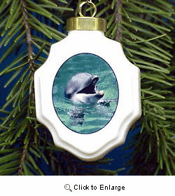 Dolphin Christmas Ornament Porcelain