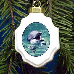 Dolphin Christmas Ornament Porcelain