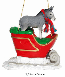 Donkey Sleigh Ride Christmas Ornament