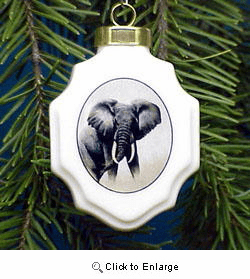 Elephant Christmas Ornament Porcelain