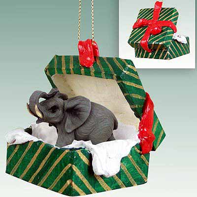 Elephant Gift Box Christmas Ornament