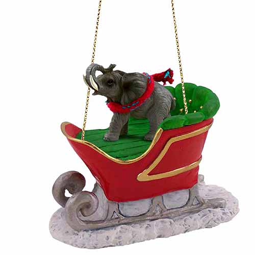 Elephant Sleigh Ride Christmas Ornament