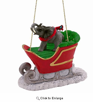 Elephant Sleigh Ride Christmas Ornament