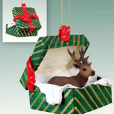 Elk Gift Box Christmas Ornament Bull